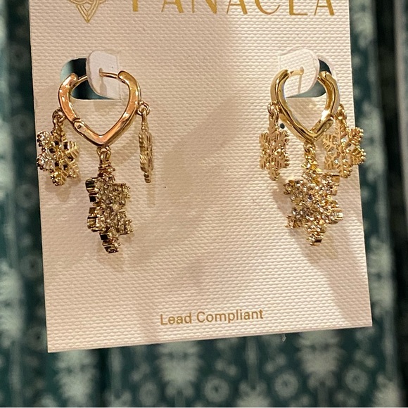 Panacea Hoop Huggie Snowflake Gold Earrings NWT - Picture 10 of 13